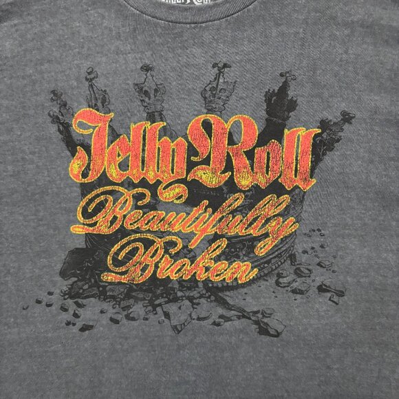 Jelly Roll Beautifully Broken Smashed Crown Country Tee L - Picture 2 of 4